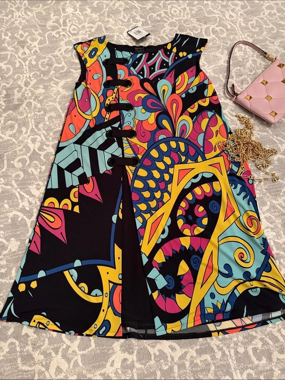 Eva Varro Abstract Print Mini Dress XL NWT